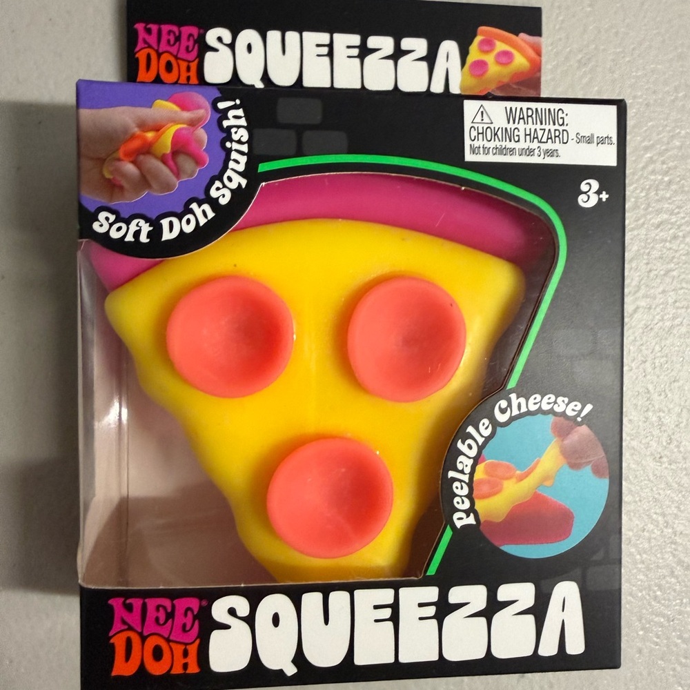 Authentic RARE NEE Doh Pizza Squeeza Pink & Yellow Pizza Squishy Toy - Picture 2 of 4